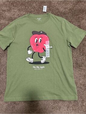 Old Navy The Big Apple New York City Graphic Logo T-Shirt Green Size M